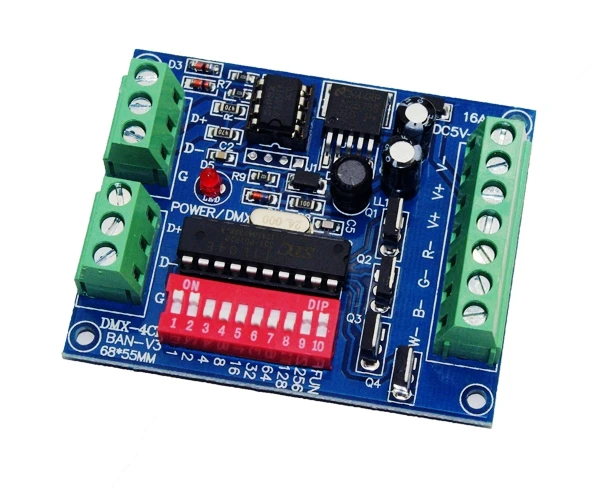 RGBW DMX декодер Devuce DMX512 4CH канал 16A контроллер CMOS выход|rgbw dmx decoder|dmx512 decoderdmx decoder |