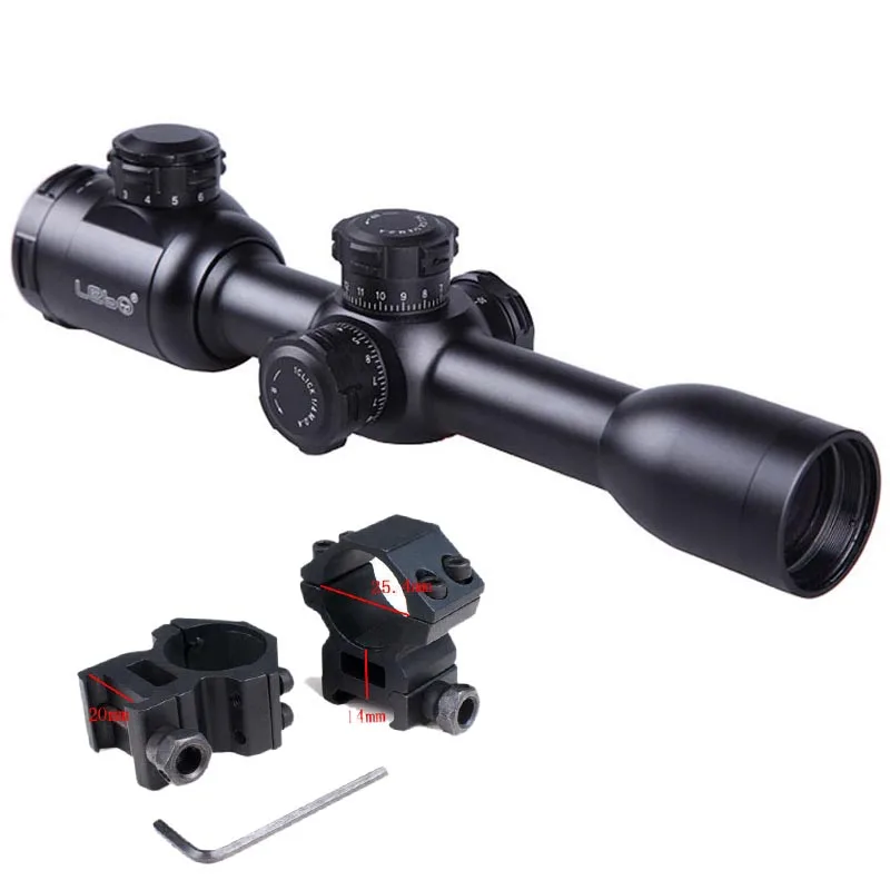 low 20mm mount 8x32/8x44SF тактический прицел фиксированный 8 мощность прицел боковой Parallax Mil Dot стекло гравированное Сетка страйкбол оптический прицел пневматическая винтовка - Цвет: low 20mm mount