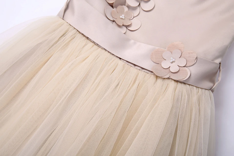 Милое Свадебное платье для девочек вечернее без рукавов с цветами детская одежда