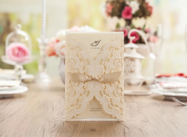 Personzlied Кот Цвет Лазерная резка кружева цветок Свадебные Приглашения Карты с