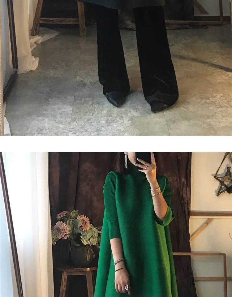 Changpleat, весеннее Новое Женское платье Miyak, плиссированное, модное, водолазка, свободный, большой размер, Сращивание, а-силуэт, женские платья, D9876
