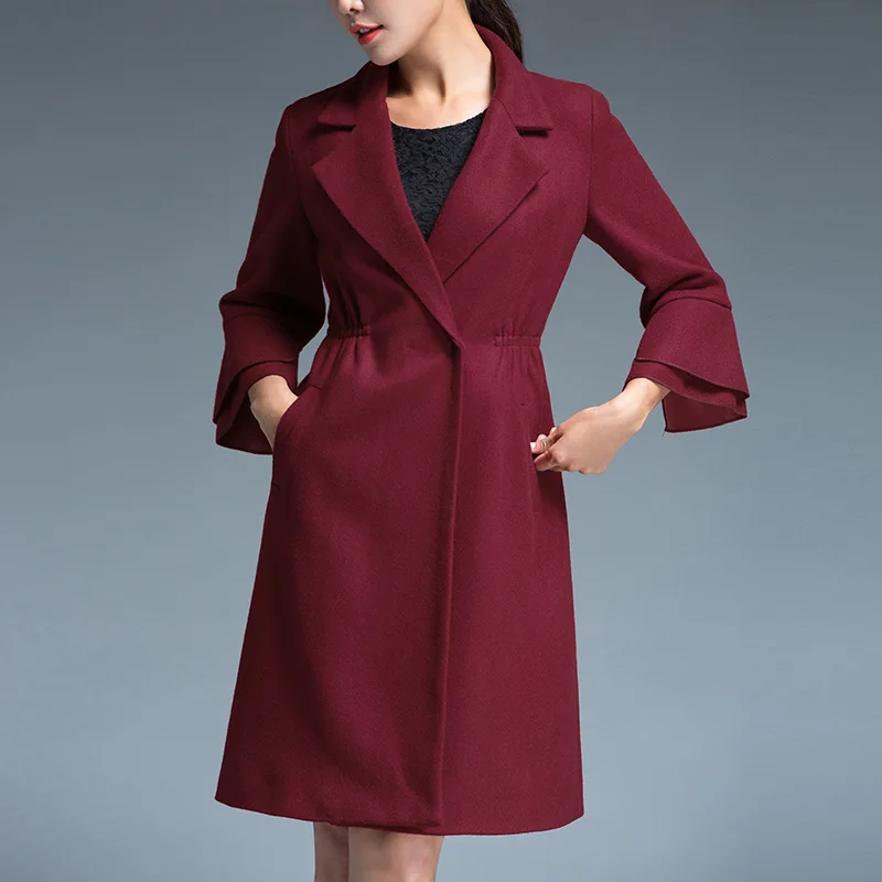 Женское шерстяное пальто большого размера новинка 2017 года для полных женщин