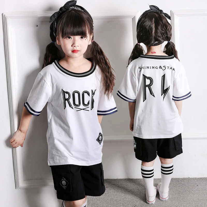 Children Boy'S Girl'S Street Dance Costume Hip Hop Jazz Set T-Shirt Shorts Kids Performance Clothes DQ8087 | Тематическая