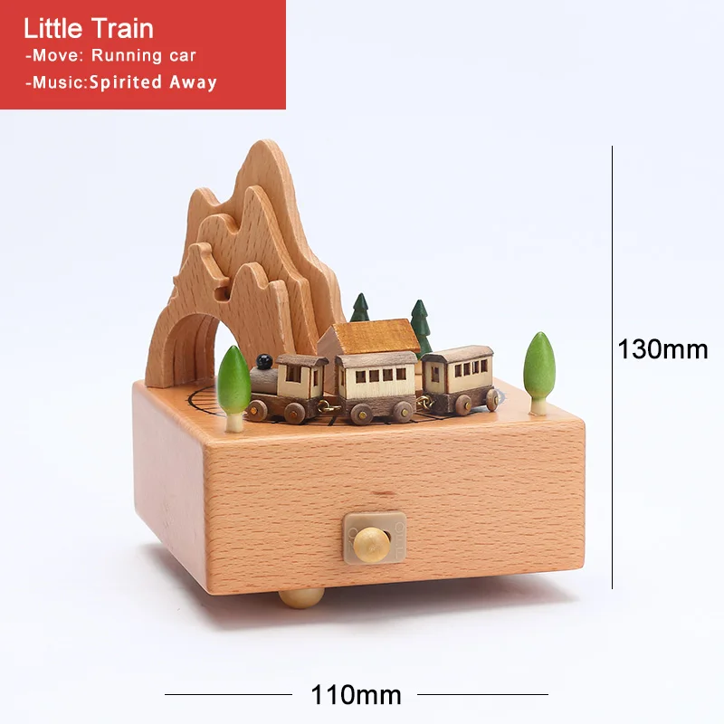 Little Train Деревянная музыкальная шкатулка Caja, музыкальные деревянные коробки ручной работы, заводное ремесло, гравировка с днем рождения, аксессуары для украшения дома, YYH-MZ - Цвет: Little Train