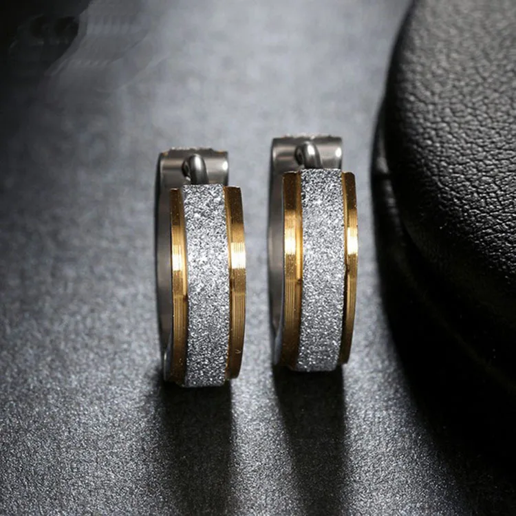 Fashion Silver Color Grind Arenaceous Frosted Earrings for Women Girls Modern Stainless Steel Hoop Earring Jewelry 2019 | Украшения и