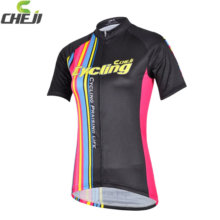Cheji аутентичные женская велоспорт кофта с коротким рукавом футболки 2014 летние