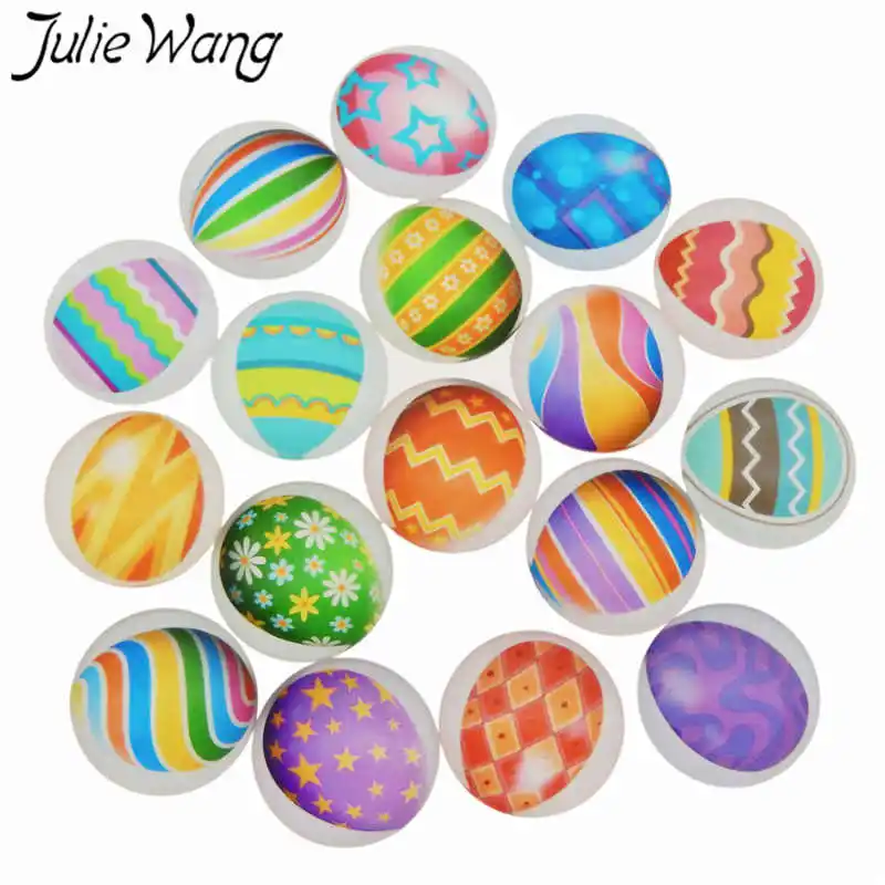 Julie Wang 20 шт 8-30 мм Смешанные Цветные пасхальные яйца стеклянные кабошоны с плоской