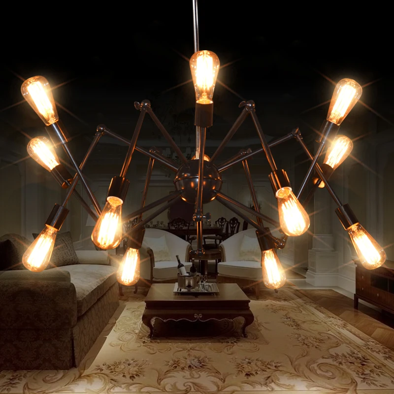Люстра в стиле ретро Лофт с большим пауком 14 лампочек E27 110 В 220 В|lighting chandeliers
