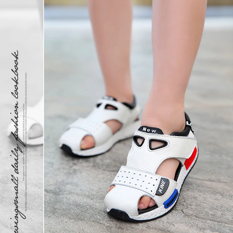 2019 Genuine Leather Sandals Male Toe Cap Covering Cowhide Kids Children Baby Toddler Shoes Boys For Girls |