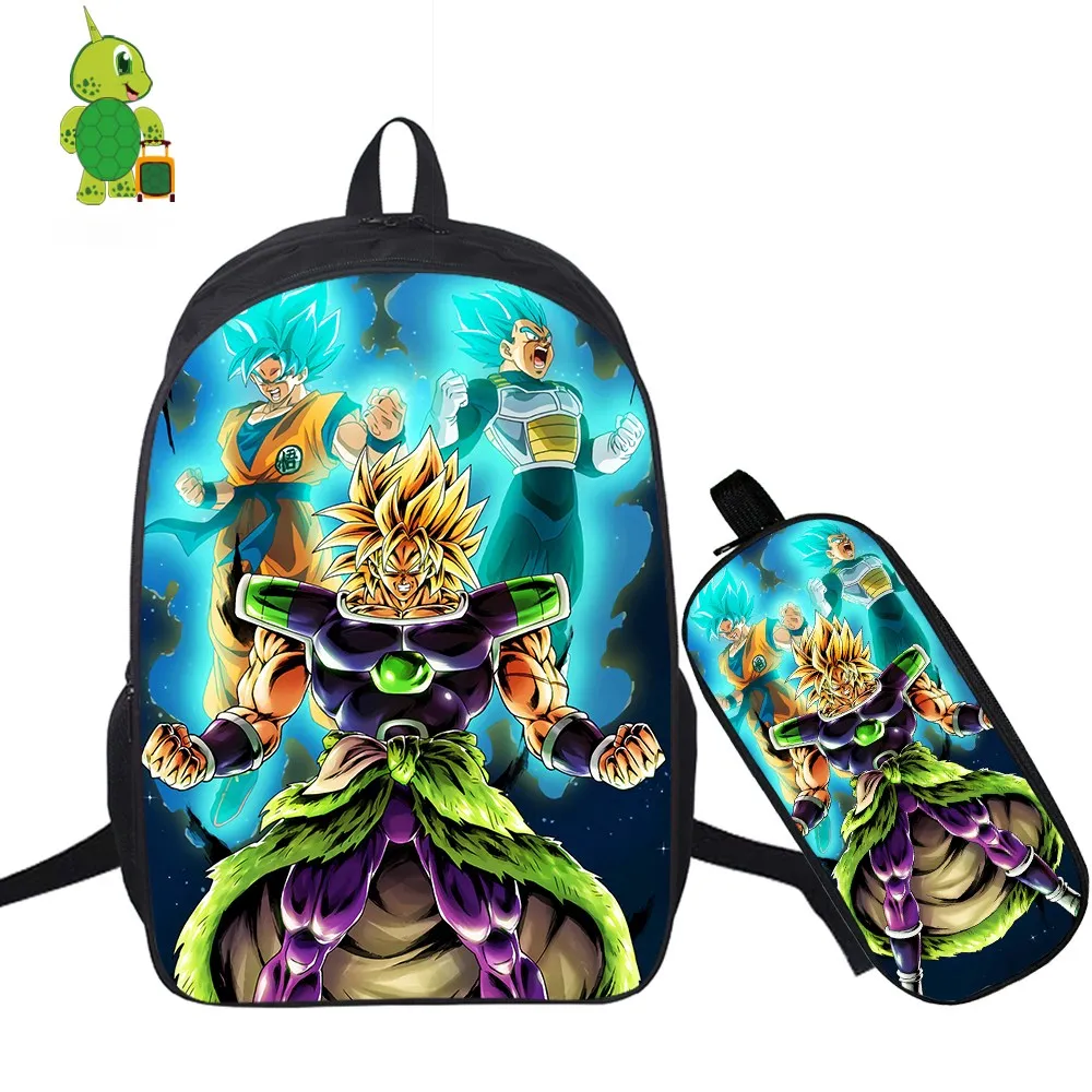 Dragon Ball Супер Broly рюкзак с Гоку 2 шт./компл. школьная сумка для подростков мальчиков и девочек студентов ноутбук рюкзак пенал дорожные сумки - Цвет: 4