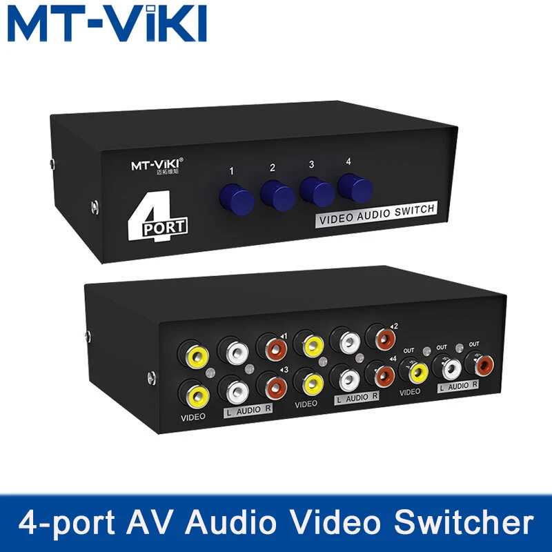 MT-VIKI 4 порта AV Переключатель RCA переключатель Аудио Видео Селектор 4 входа 1 выход аудио и видео переключатель MT-431AV
