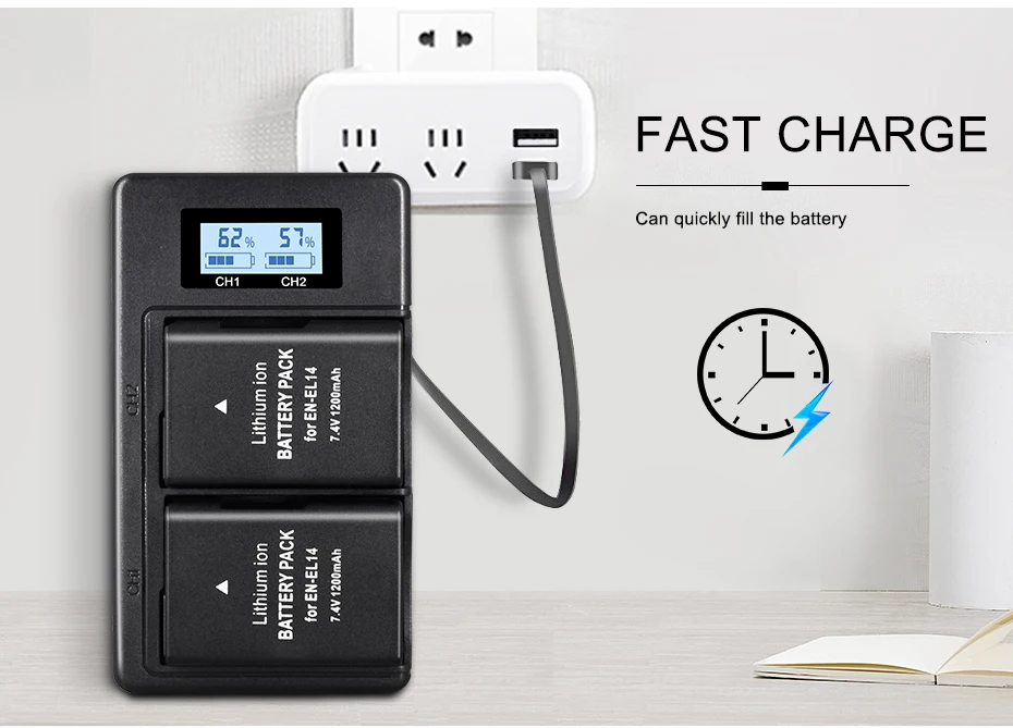 PALO ENEL14 EL14a EN-EL14 цифровой батарея USB ЖК-дисплей Смарт зярядным устройством для Nikon D3100 D3200 D3300 D5100 D5500 D5300 P7000 P7700 P7800