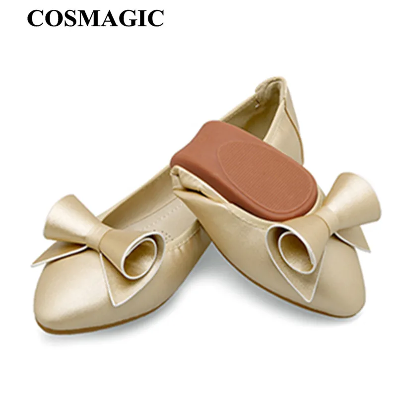 COSMAGIC 2019 Новинка женские балетки с бантом удобные слипоны модные острым носком