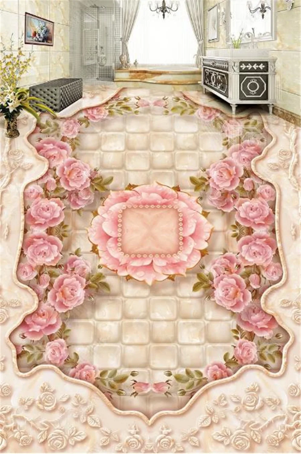 

Custom Any Size 3d Wallpaper High-End Tile Art Stone Pattern Mosaic 3D Living Room Bedroom 3D Floor Interior Mural Wallpaper