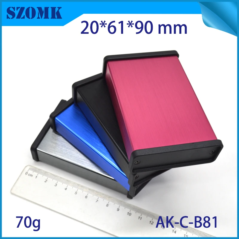 

10 pcs, 20*61*90mm szomk aluminum amplifier enclosure for pcb design high quality extruded aluminum profile box