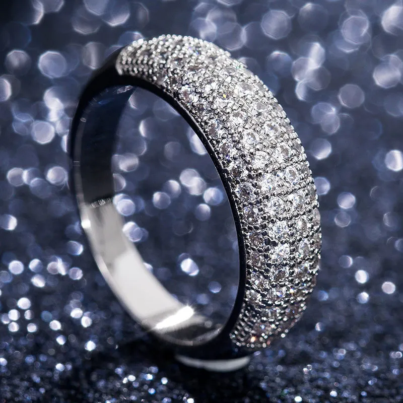 Обручальное кольцо Pave CZ элегантный AAA белый кубический цирконий Женский
