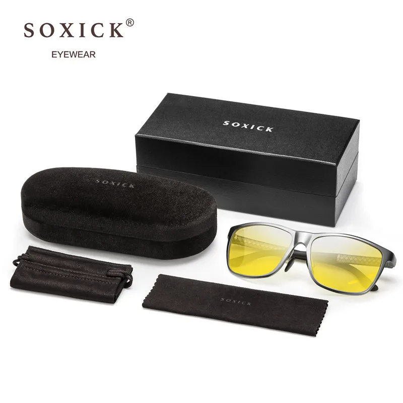SOXICK Брендовые очки ночного видения Поляризованные солнцезащитные очки желтые линза в металлической оправе Защитные Уличные спортивные солнцезащитные очки для мужчин и женщин