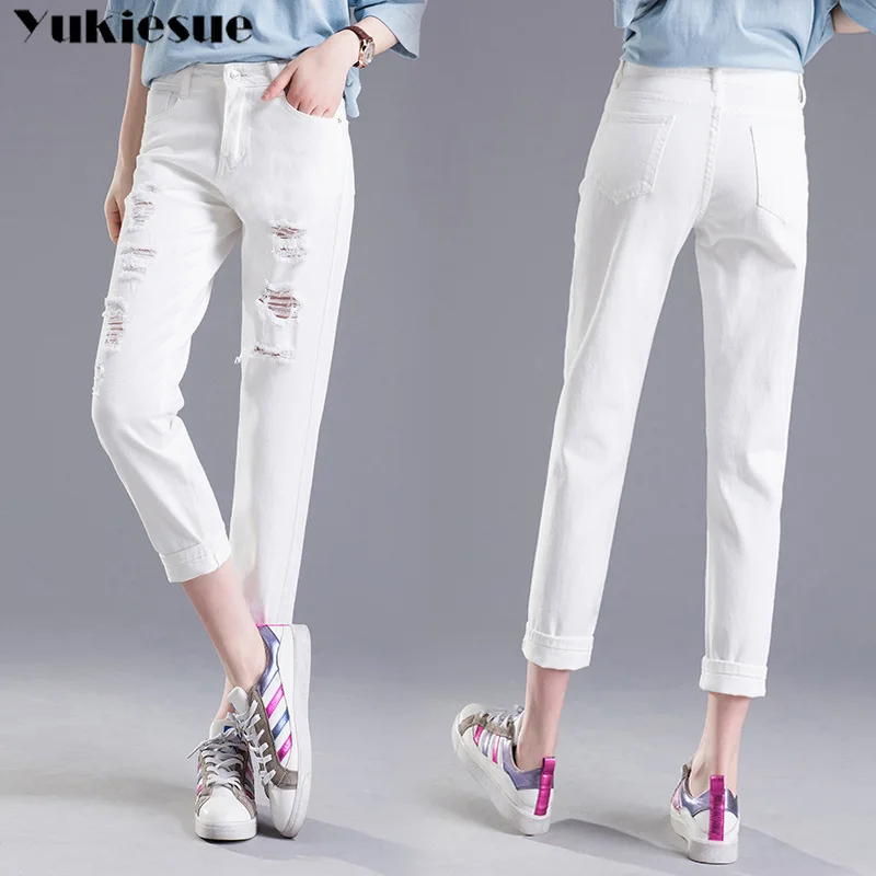 Модные женские джинсы с высокой талией рваные джинсы-бойфренды для женщин