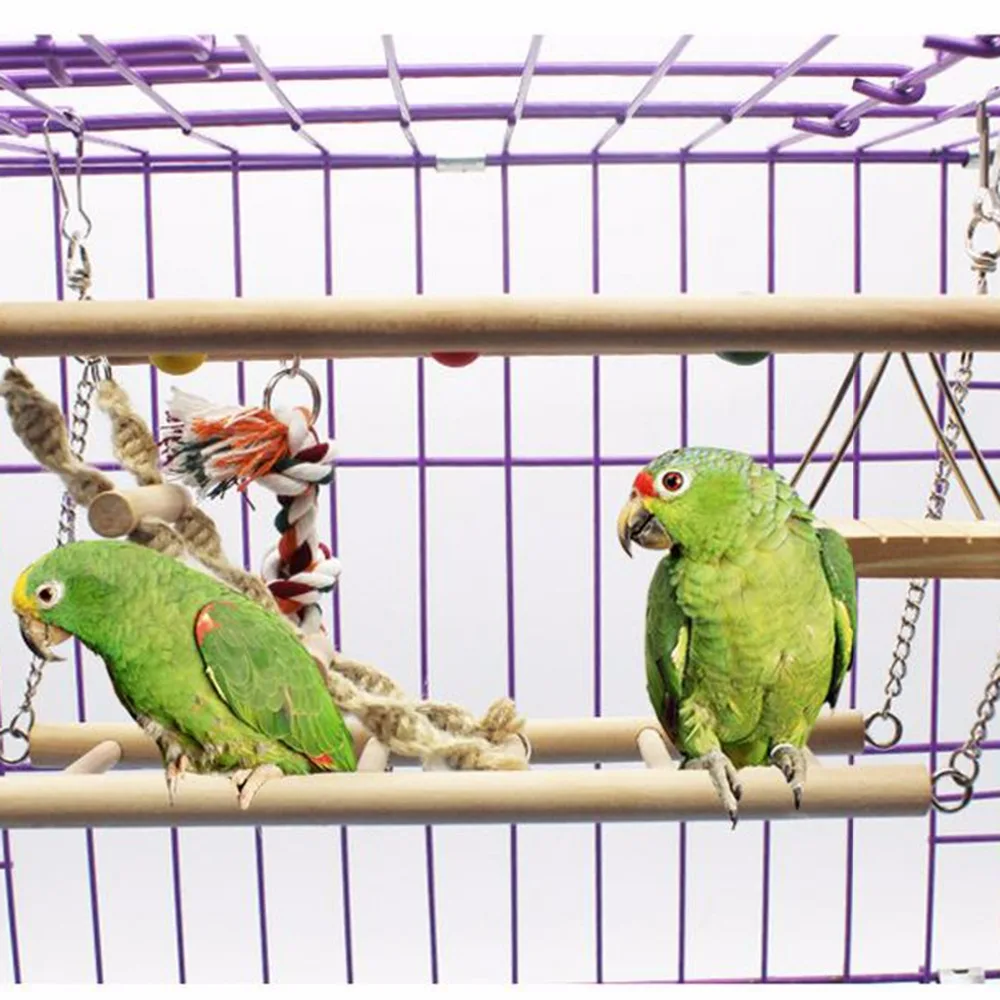 

Bird Toy Wooden Ladders Swings Scratcher Climbing Wood Parrot Ladder Swing Toys Cage Accessories Birds Home Decor Supplies