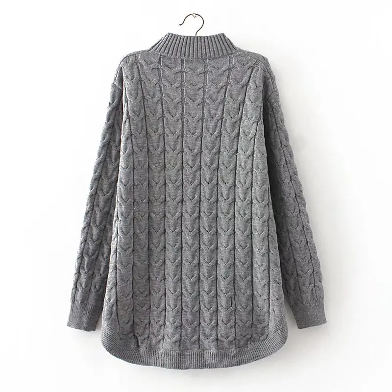 Autumn Turtleneck Sweaters Plus Size Women Casual Knitting Sweater 3XL 4XL Pullovers Pink Gray Black KKFY332 |