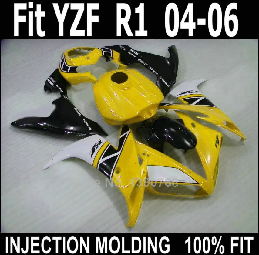 Мотоцикл Неокрашенный обтекатель кузова Комплект для Yamaha YZF R1 2004 2005 2006 желтый