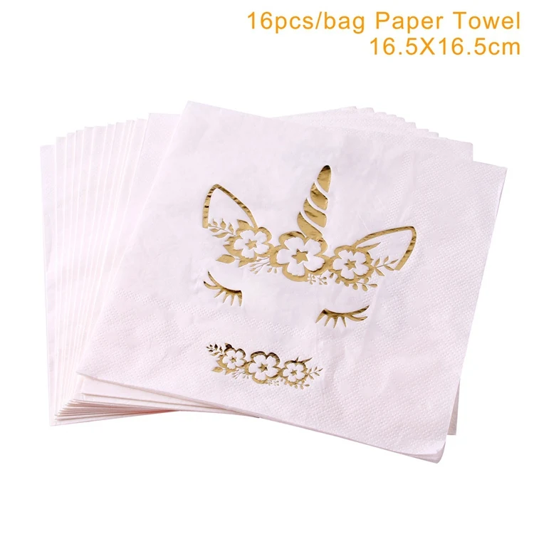 paper towel День рождения одноразовая посуда набор Единорог вечерние украшения пластина Бумага Полотенца одноразовая посуда для вечерние Единорог вечерние поставки - Цвет: paper towel