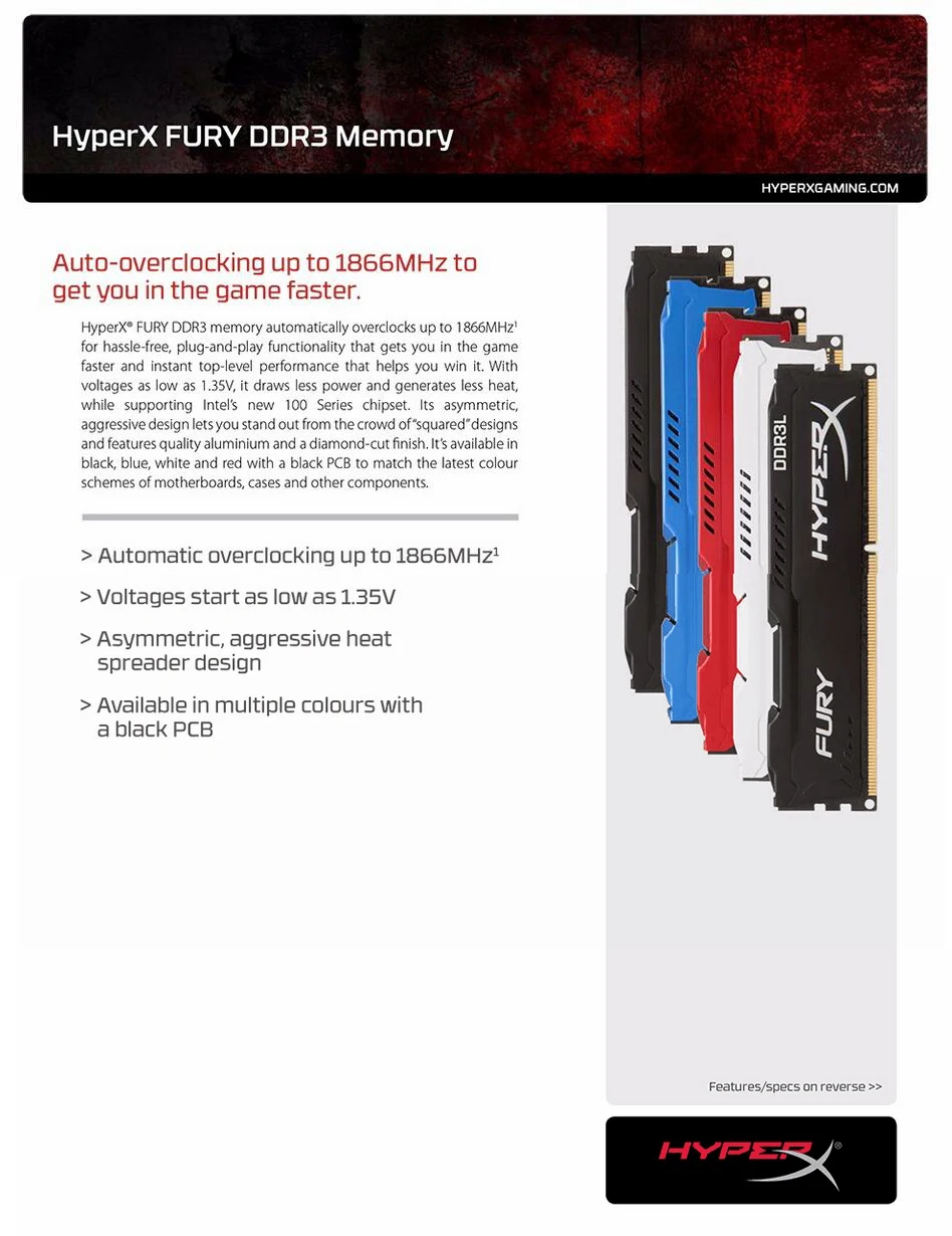 Оригинальная оперативная память kingston HyperX FURY, 4 ГБ, 8 ГБ, 16 ГБ, DDR4, 2400 МГц, оперативная память для настольных ПК CL15 DIMM, 288-pin, внутренняя память для настольных ПК для игр