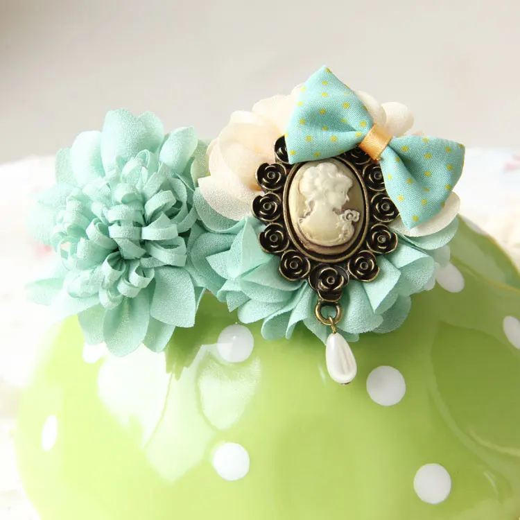 Заколка для волос С белыми кружевами с бантом принцессы FJ-72 |