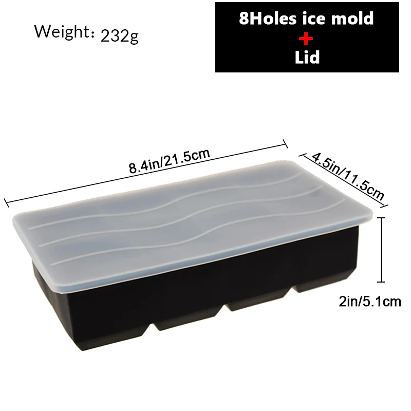 8 Square ice mold TEENRA 4 отверстия квадратный ледяной куб форма производитель силиконовый лоток для льда с крышкой ледяные шарики силиконовая форма крышка круглая Сфера Форма крышка кухня - Цвет: 8 Square ice mold