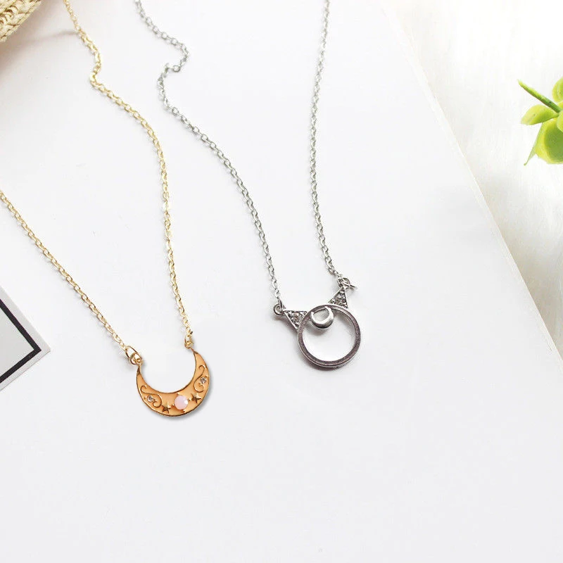 Anime Sailor Moon Necklace Cute Cat Luna Hollow Pendant Model Gold Neckchain Cosplay Jewelry Fanmade Chain Fans Gift Collection | Игрушки и