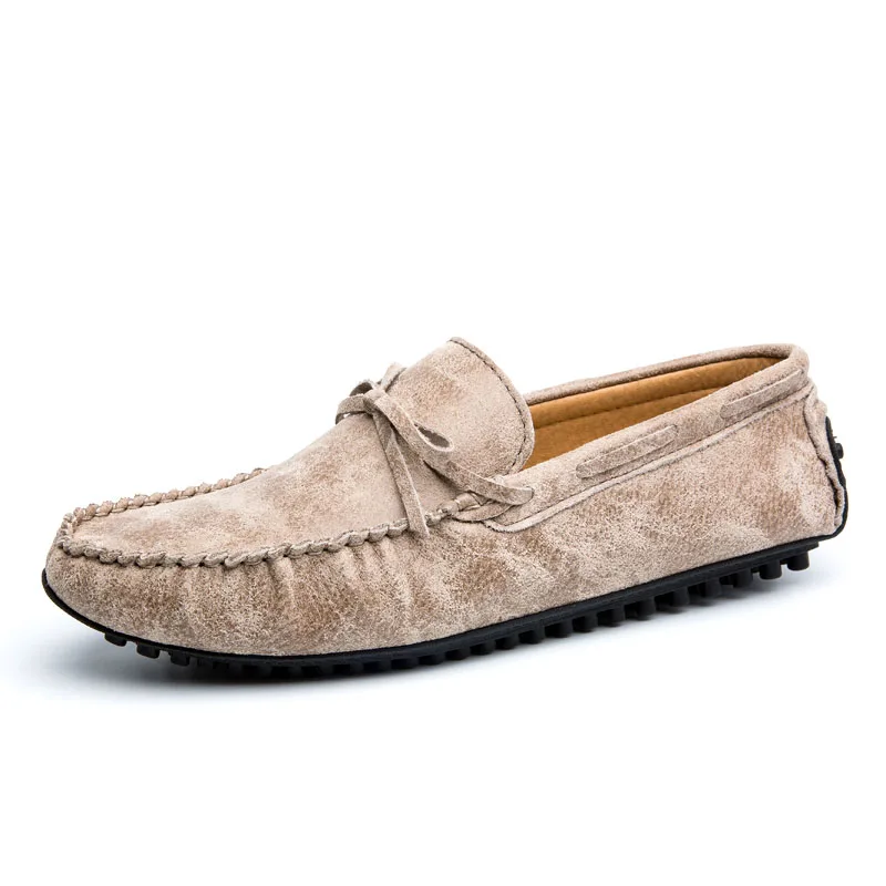 Wandai-9905-khaki Мокасины; мужские лоферы; повседневная обувь из замши; дышащая обувь без застежки; мягкие мужские мокасины для вождения автомобиля; весенняя обувь для отдыха на плоской подошве; Цвет Серый - Цвет: Wandai-9905-khaki