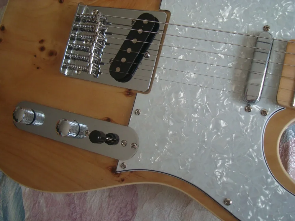 Электрогитара spalted finish white pickguard Кленовая шея готов к отправке хромированные изделия rock you