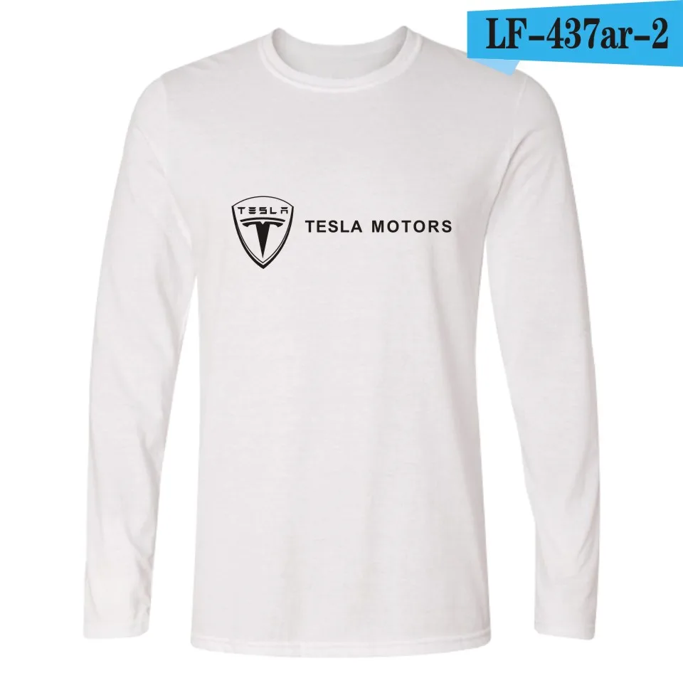 white Футболка Tesla Для мужчин футболки с длинным рукавом для девочек с Tesla Motors черно-белая футболка в 4XL брендовые футболки - Цвет: white
