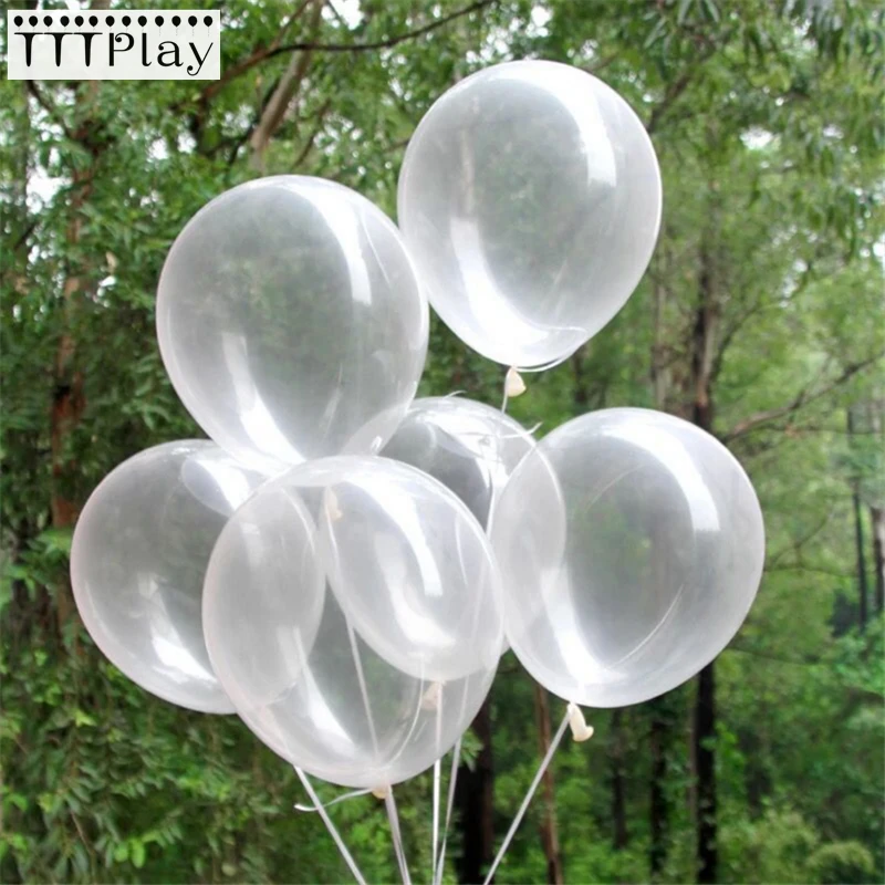 Hot Sale 12 Inch Transparent Balloons Thick Clear Latex Balloons Romantic Wedding Decoration Birthday Party Air Balloon Supplies