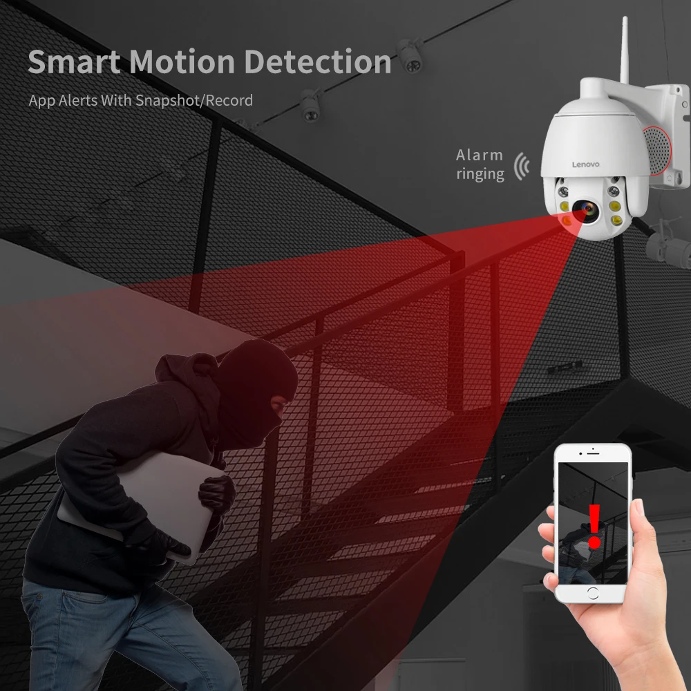 Lenovo Mini 2,5 дюймов PTZ скоростная купольная wifi IP камера 1080P Открытый 5X зум/4 мм фиксированный объектив Беспроводная камера IR 60 м двухстороннее аудио