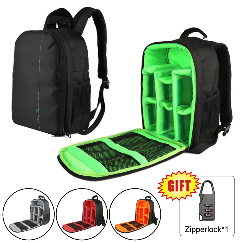 Camera bag Waterproof Digital DSLR Photo Video Bag Case Padded Backpack + Mini Lock for Nikon Canon Flash Light | Электроника
