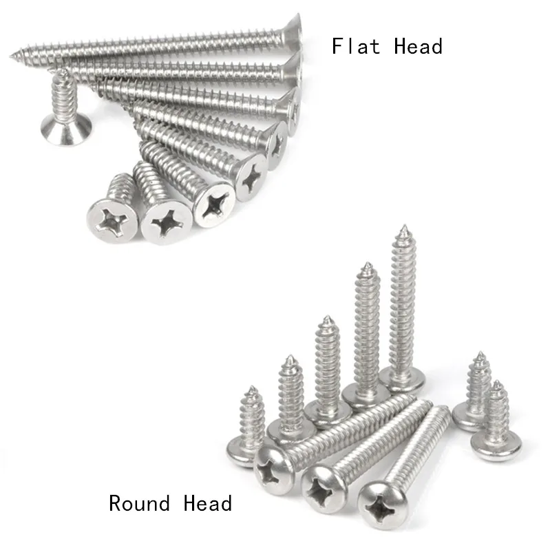 Нержавеющая сталь винтов Phillips M1/M1.2/M1.4/M1.7/M2/M2.2/M2.6* 3/4/5/6/8 мм винт с потайной плоской/с круглой головкой Самонарезающий винт с плоской головкой, болты