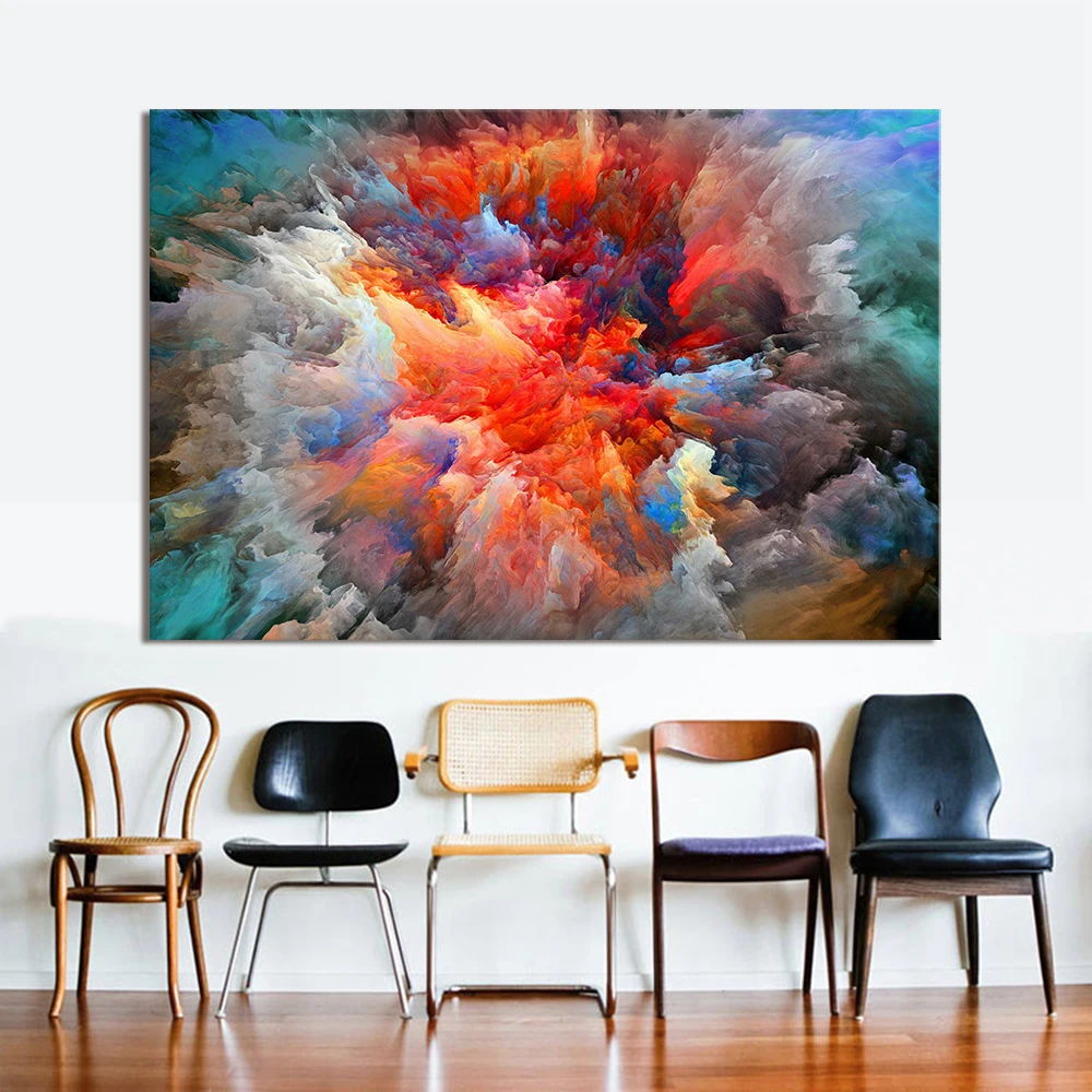 

Embelish 1 Pieces Large Abstract Colorful Clouds Wall Art Pictures For Living Room Modern Home Decor HD Canvas Oil Paintings