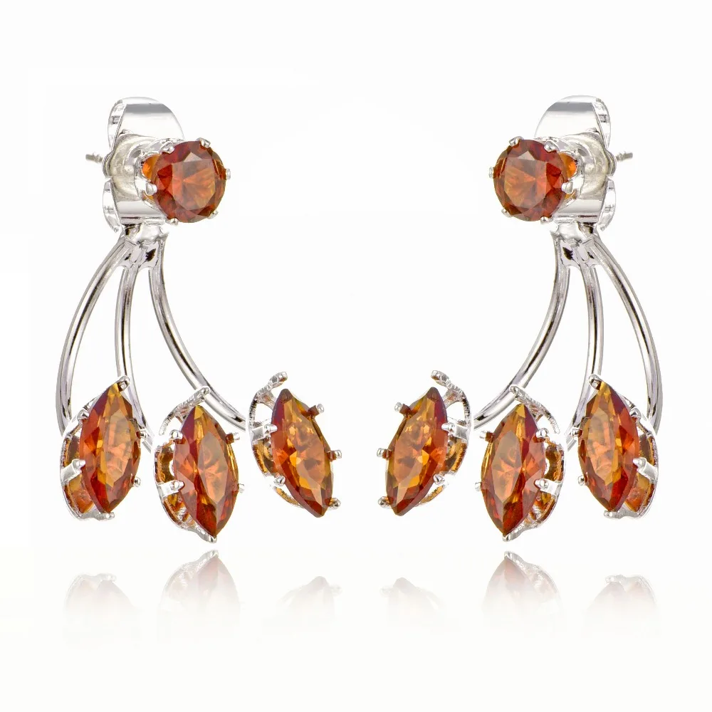 Модные геометрические серьги-гвоздики с цветами листьями и кристаллами для