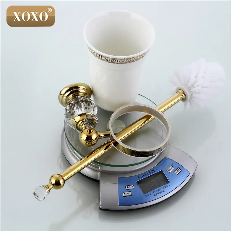

XOXO High Quality Crystal Decoration Gold Brass Toilet Brush Holders Bathroom Shelf SanitaryWare Hardware Accessories12081GS
