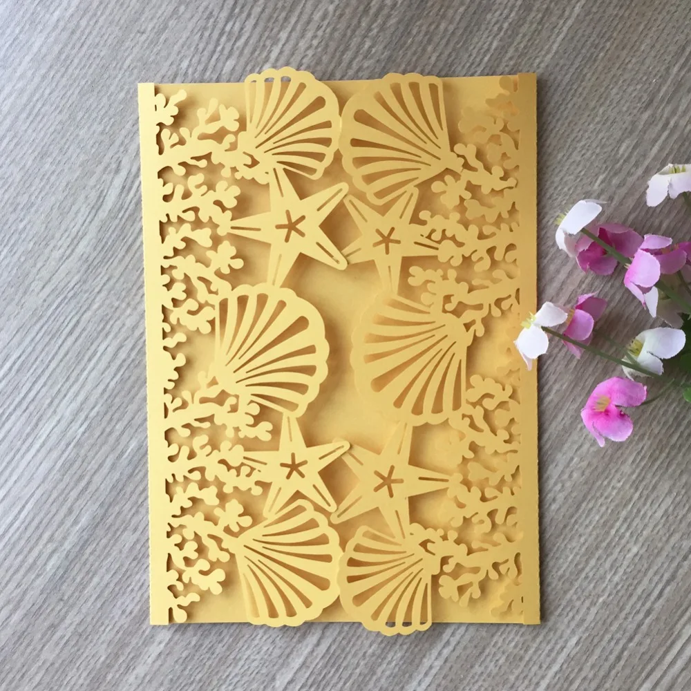 

100pcs Shell Pattern Beach Ocean Sea theme Party Birthday Wedding Invitation Card Greeting invitation Blessing card