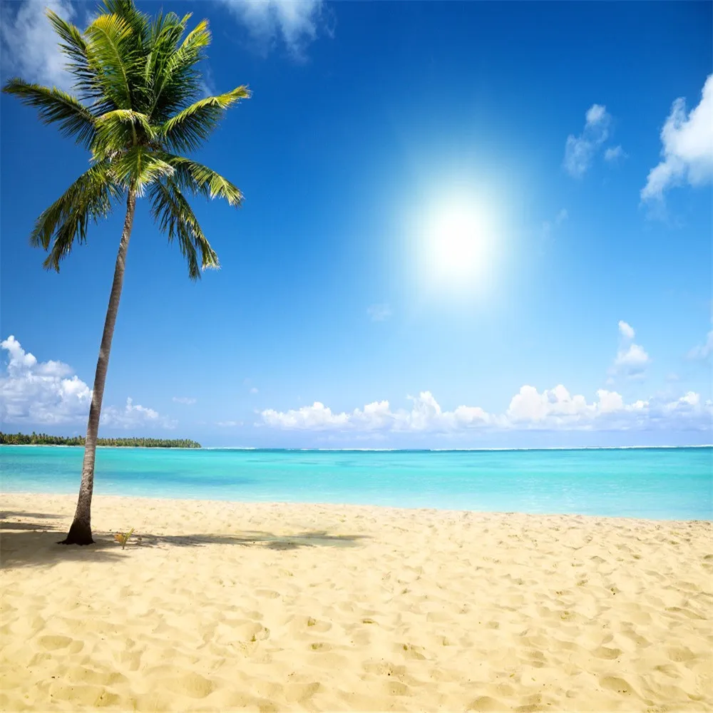 

Тропический пляж тематический фото фон пальмовое дерево песчаный Приморский Пейзаж летний праздник Свадьба Фотография фоны для студии