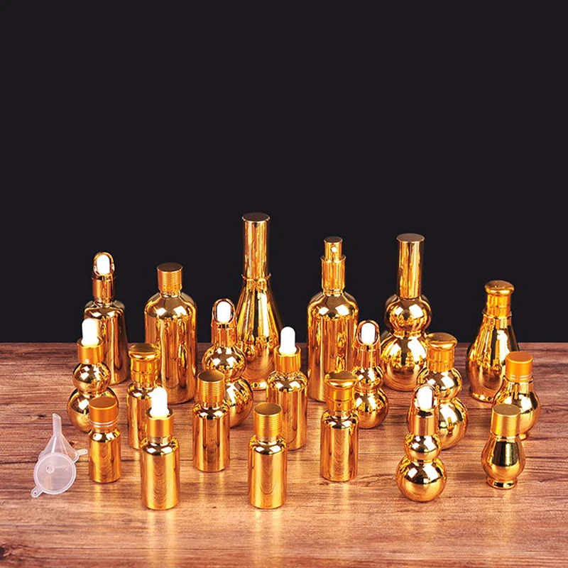 Флакон для эфирного масла с гальваническим покрытием и золотым стеклом 2/10 шт.