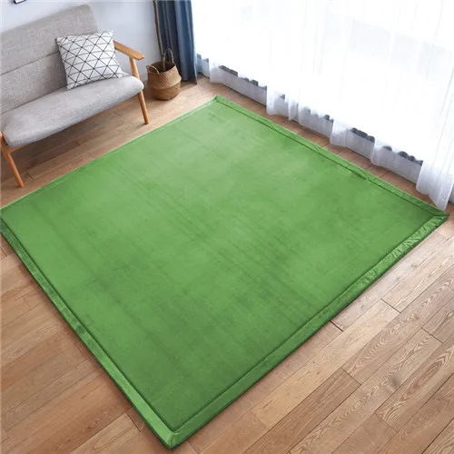 Green Детский коврик для ползания в спальню, одеяло для окна, кровать, Небьющийся ковер, теплый коралловый флис, ковер для гостиной, 2 см, толстый - Цвет: Green