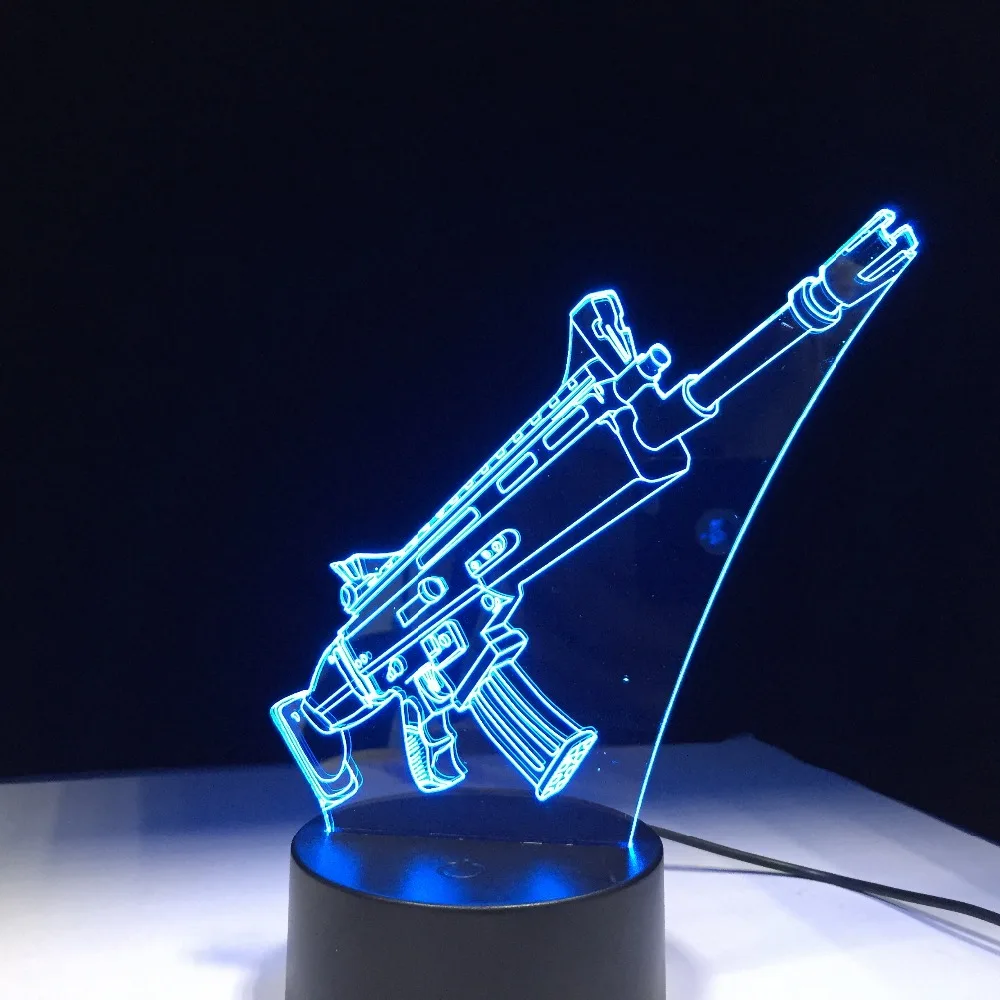 Шрам пистолет сувенир 7 цветов Сенсорная настольная лампа светильник 3D