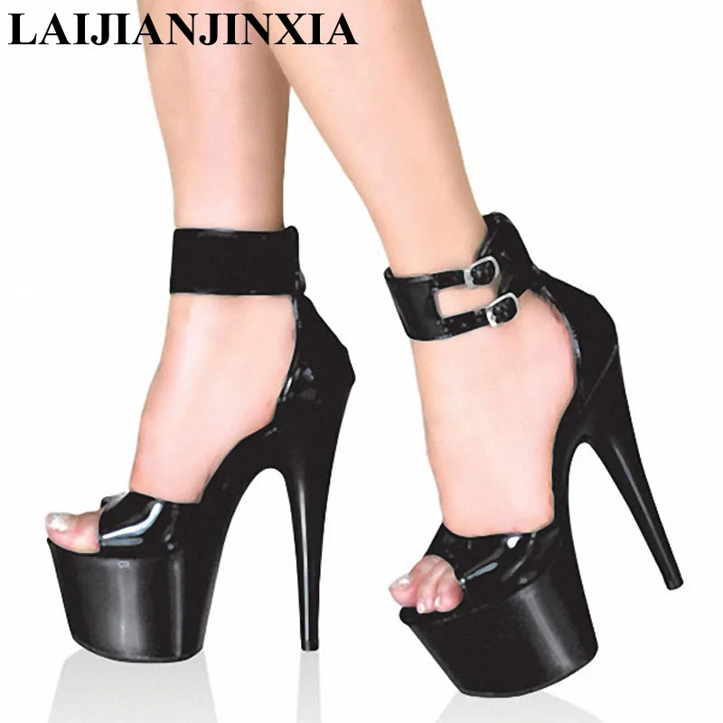 

Women sexy high-heeled shoes platform ankle strap sandals in summer fashion black gladiator sandals