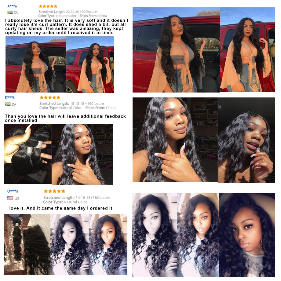 Piaoyi волосы свободные волнистые в наборе с закрытием Remy перуанские накладные