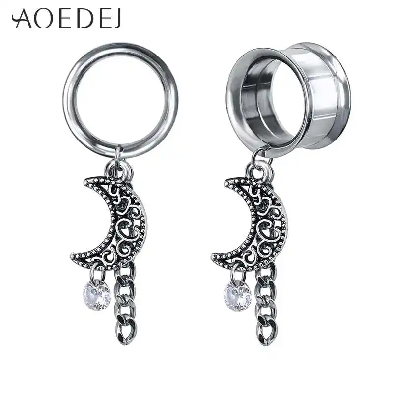 2 Pieces AOEDEJ растягивающийся пирсинг для уха из нержавеющей стали, удлиняющий тоннель, пробки и тоннели, пирсинг ombelico, пирсинг orelha 5-22 мм - Окраска металла: 2 Pieces