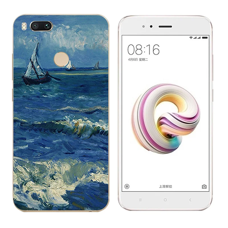 5.5&quot for Xiaomi Mi A1 / 5X Phone Cases Soft TPU pine Printing For Mi5X Back Black Matte Silicone Coque |