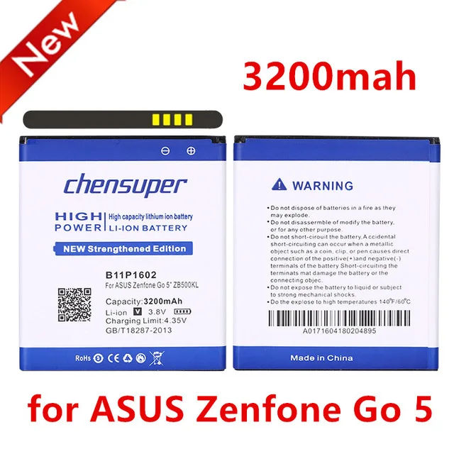 Аккумулятор B11P1602 для ASUS Zenfone Go 5 &quotZB500KL X00AD X00ADC X00ADA 2 шт./3200 мАч | Мобильные телефоны